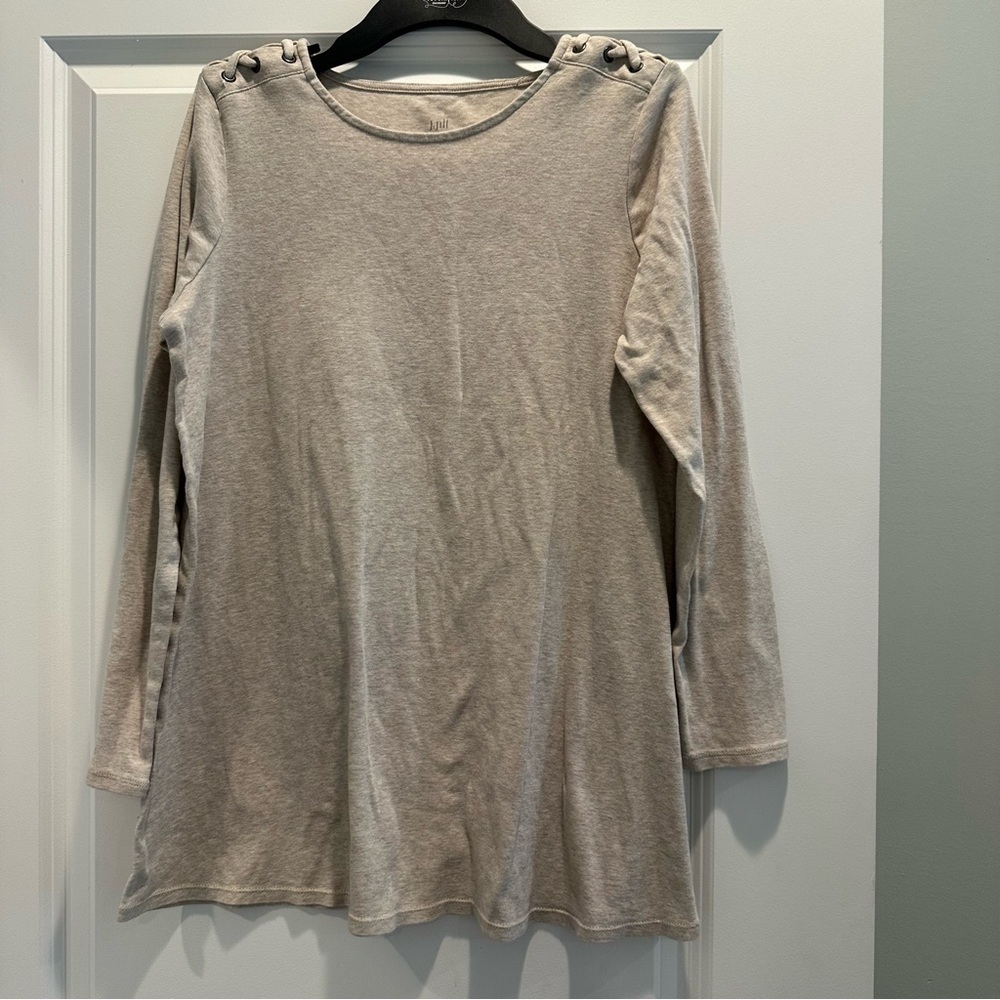 J. Jill Cream Pima Cotton Long Sleeve Tunic Size Medium Petite
